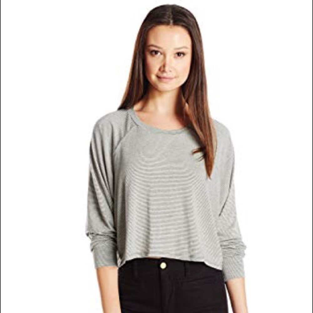 Comfy Striped Long Sleeve Crop Top
